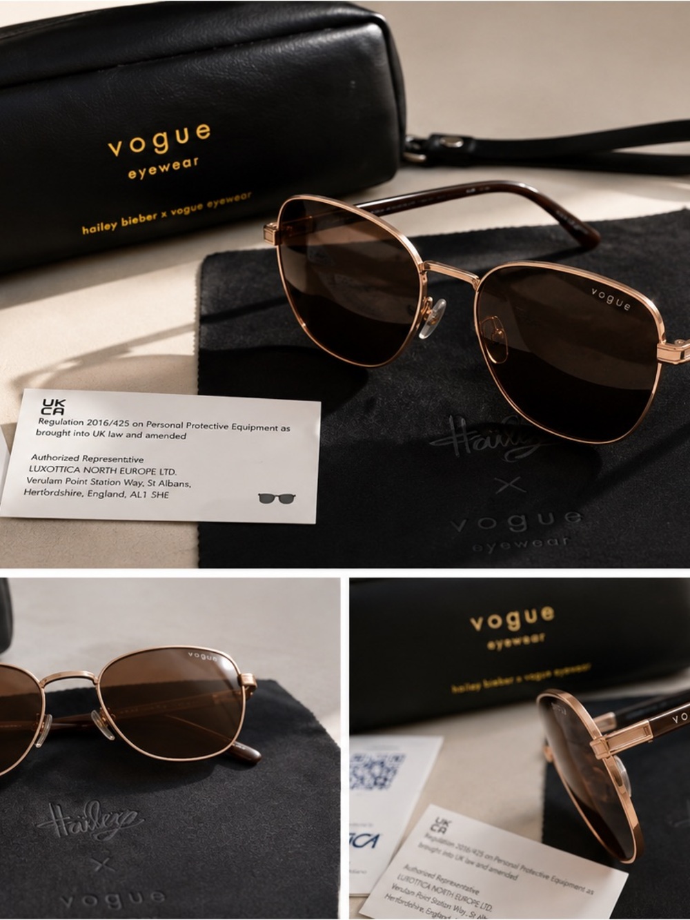 Vogue Rose Gold Frame Sunglasses with Brown Lenses